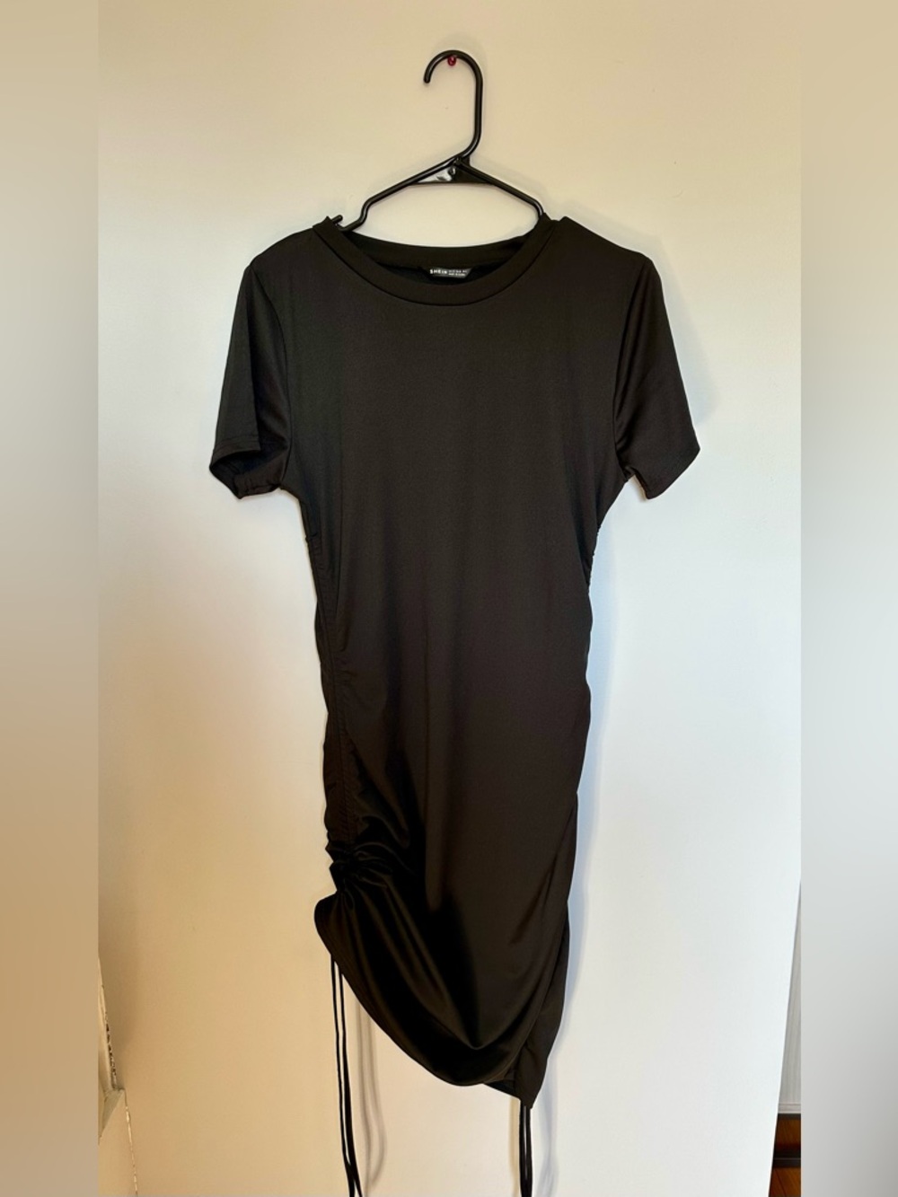 SHEIN Black Crewneck Tee Dress with Smooth Finish